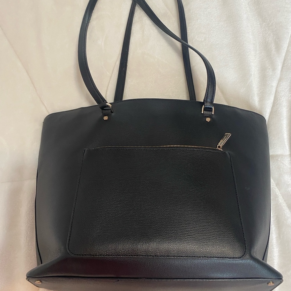 kate spade Black Leather Pebbled Tote with Gold Logo - Picture 3 of 16